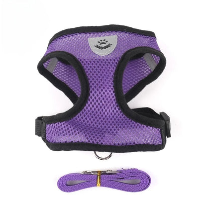 "Adjustable Reflective Dog & Cat Harness with Leash – Breathable Mesh Vest"